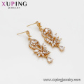 94698 Xuping venta caliente de lujo accesorios de las mujeres pavimenta los pendientes de gota de oro simples de cristal